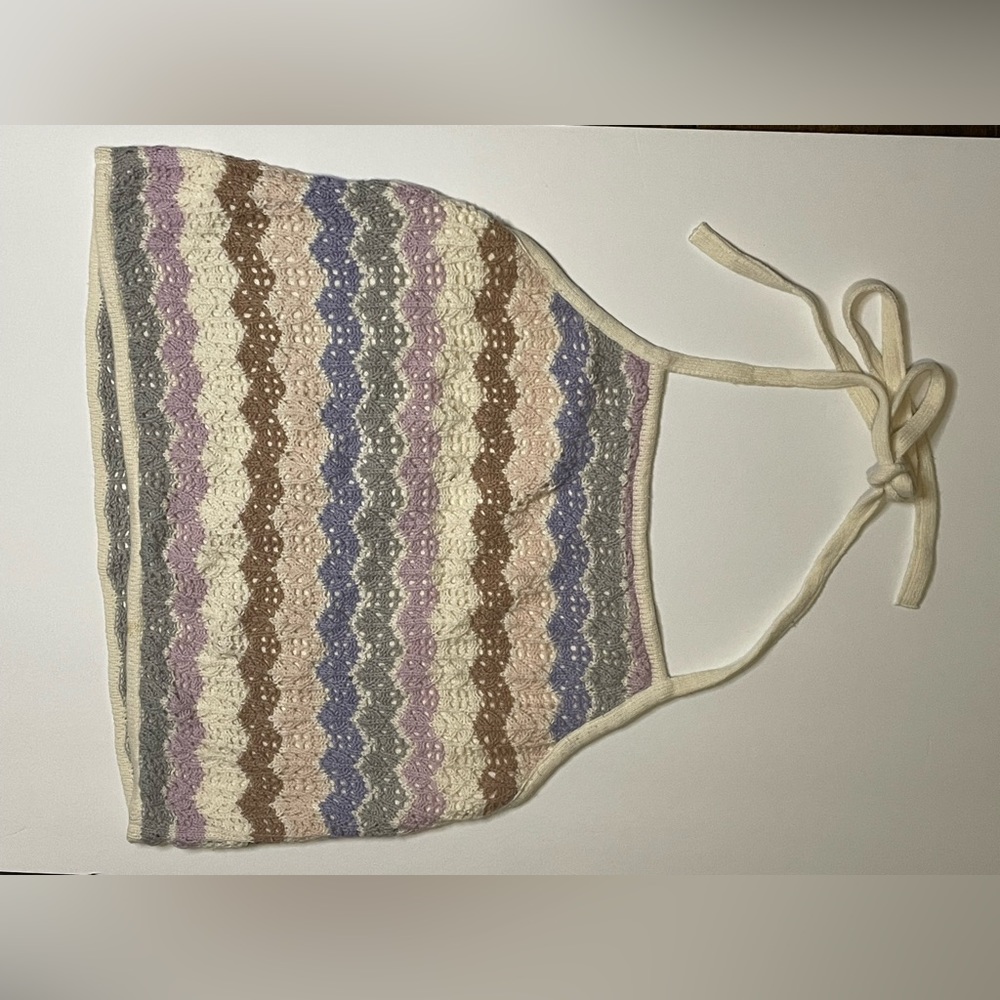 Multi-color Women’s Crochet Halter Top- Size Large